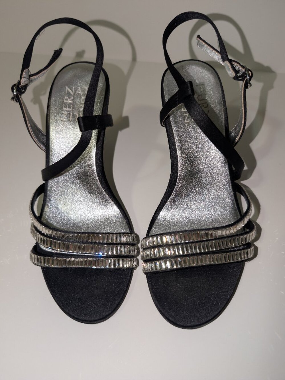 Naturalizer Kimberly 2 Black Rhinestone Strappy Heels Size 6M